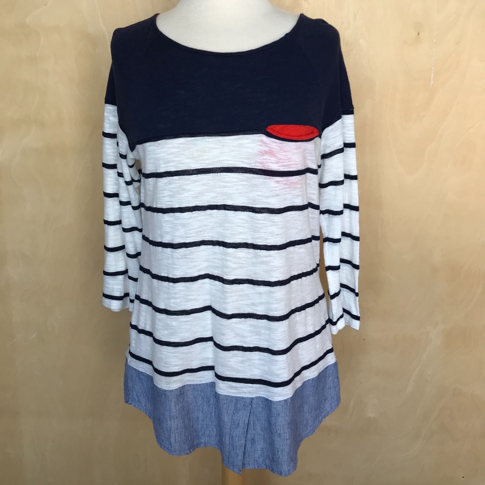 Anthropologie Long-sleeved Striped Tunic